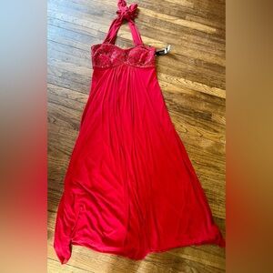 NWT red halter dress with beaded top 9/10